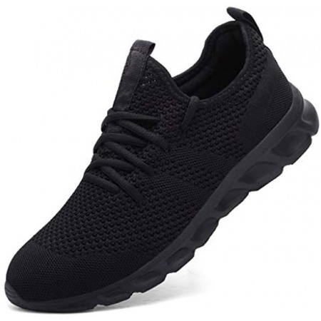 Women's Walking Tennis Sneakers Casual Lace Up Lightweight Running Shoes Black