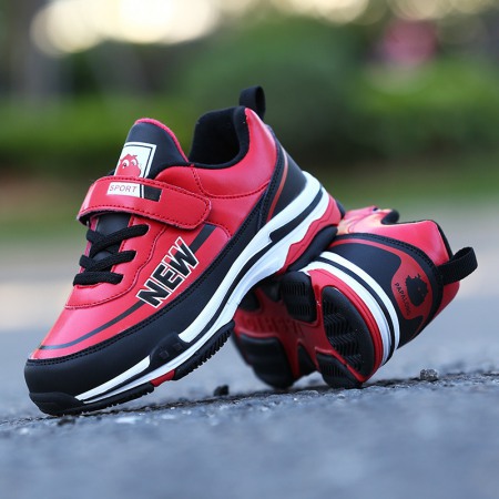 Spring New Leather Surface Velcro Shoes Increase Non-Slip Wear-Resistant Children's Sports Shoes